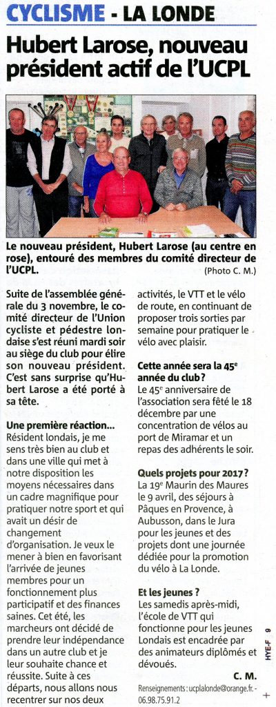 un nouveau président pour l'UCPL