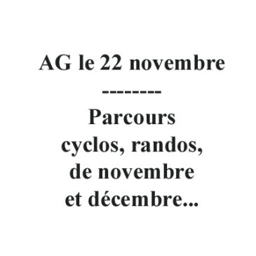 AG et parcours novembre et décembre